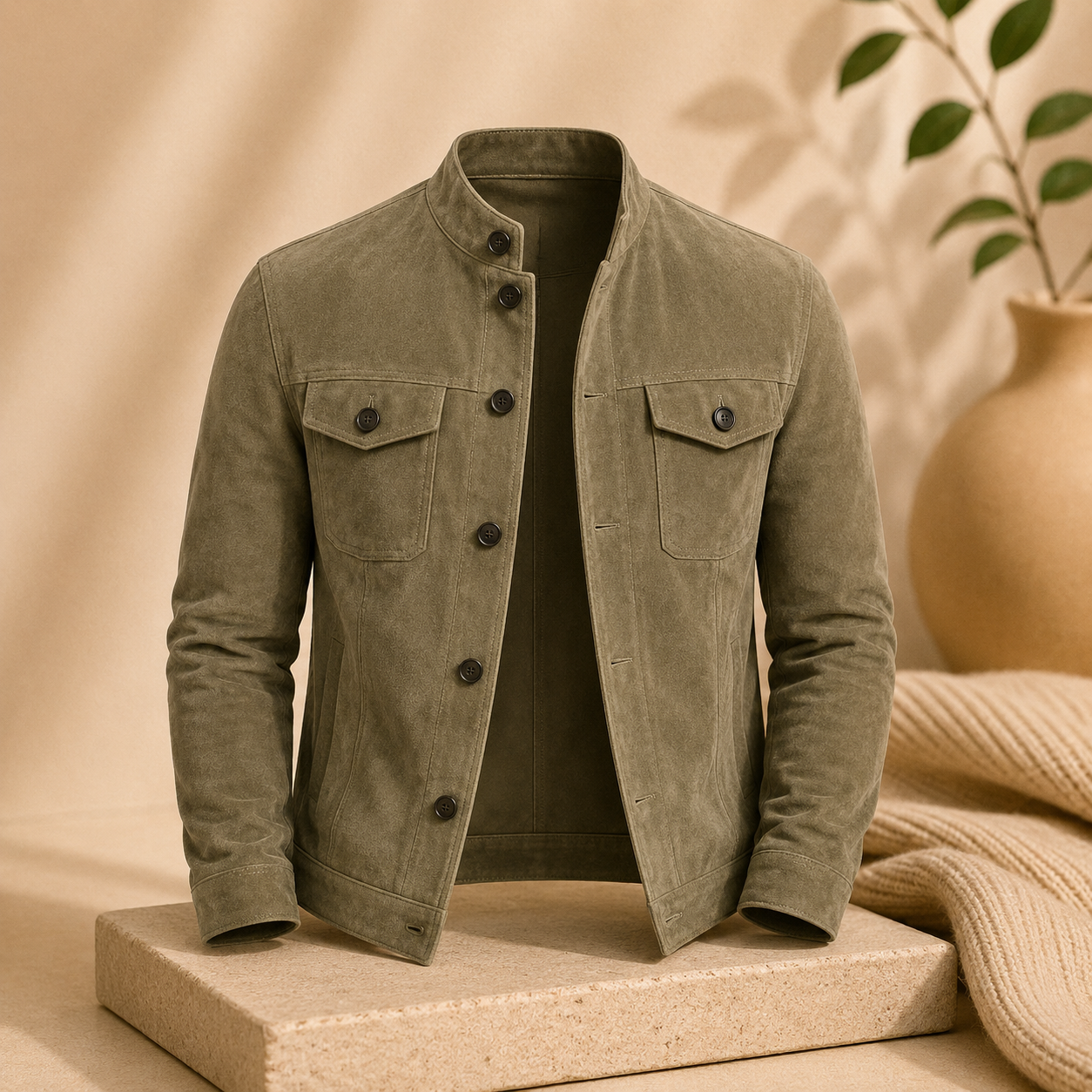 Jacket Men's Casual Motorcycle Faux Suede Tops
