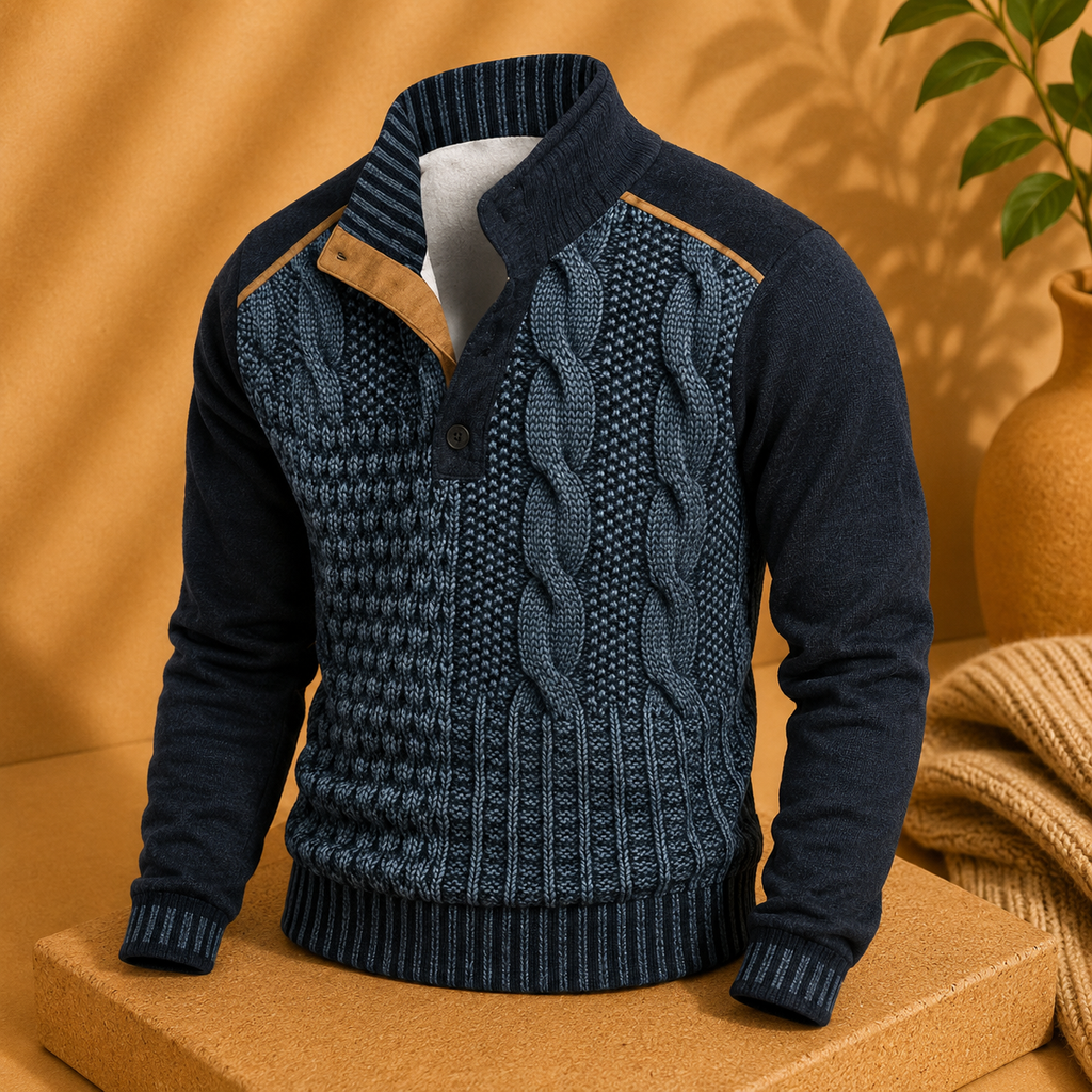 Fall Winter Men Printed Buckle Sweater