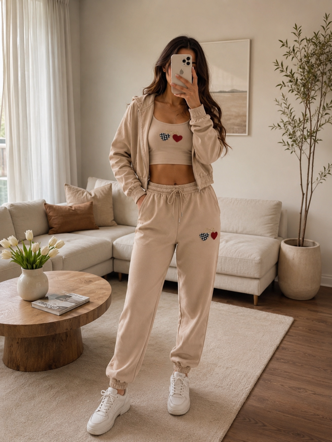 Heart-shaped Print Sports And Leisure Three-piece Suit